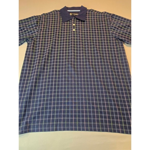St. Andrews of Scotland Other - St. Andrews of Scotland Mens Large Navy Blue Plaid Golf Polo Shirt Crest Logo